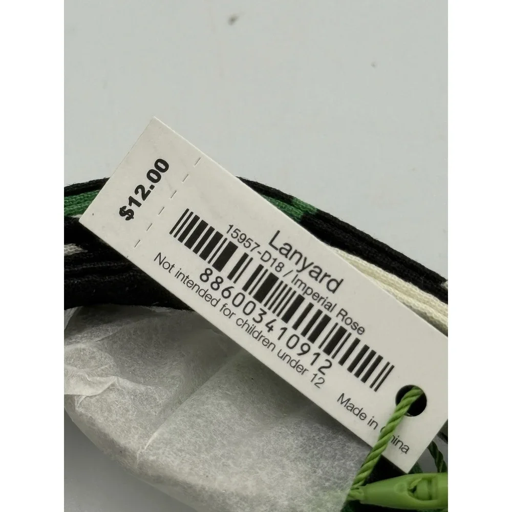 Vera Bradley Imperial Rose Lanyard Green Black Floral 15957-D18 NWT
